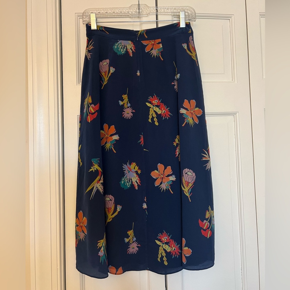 Madewell blue floral midi skirt